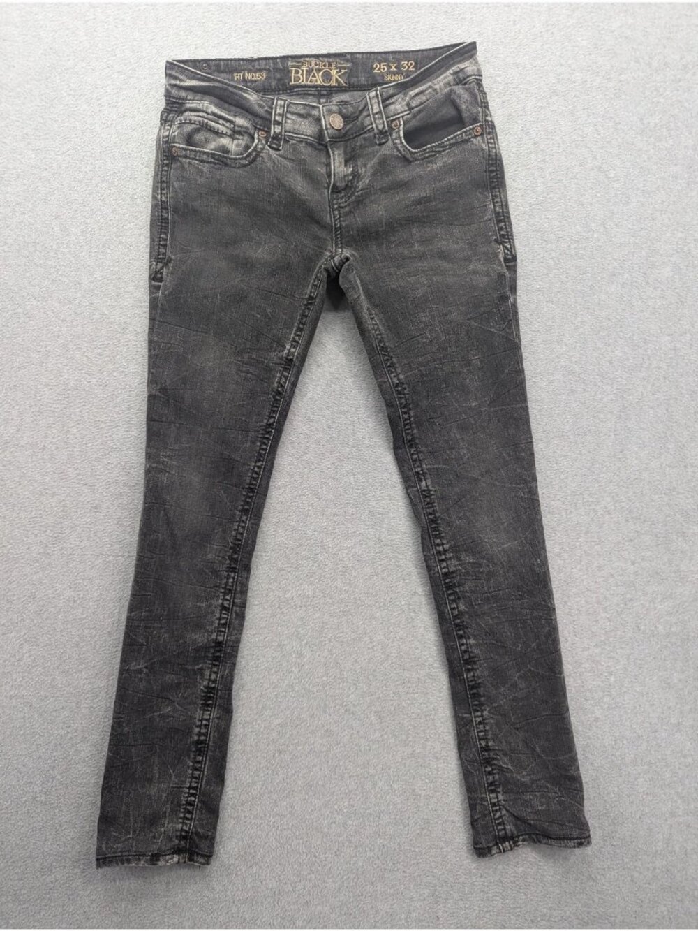 Buckle Black Skinny Jeans Womens 29x29Gray Charcoal Wash Low Rise Stretch Denim